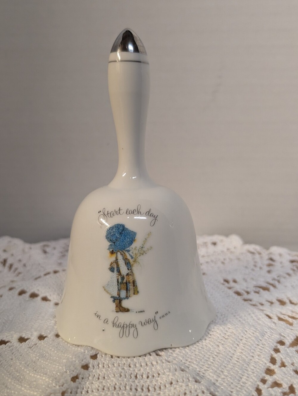 Vintage 1970s Holly Hobbie genuine porcelain bell-Start each day in a happy way